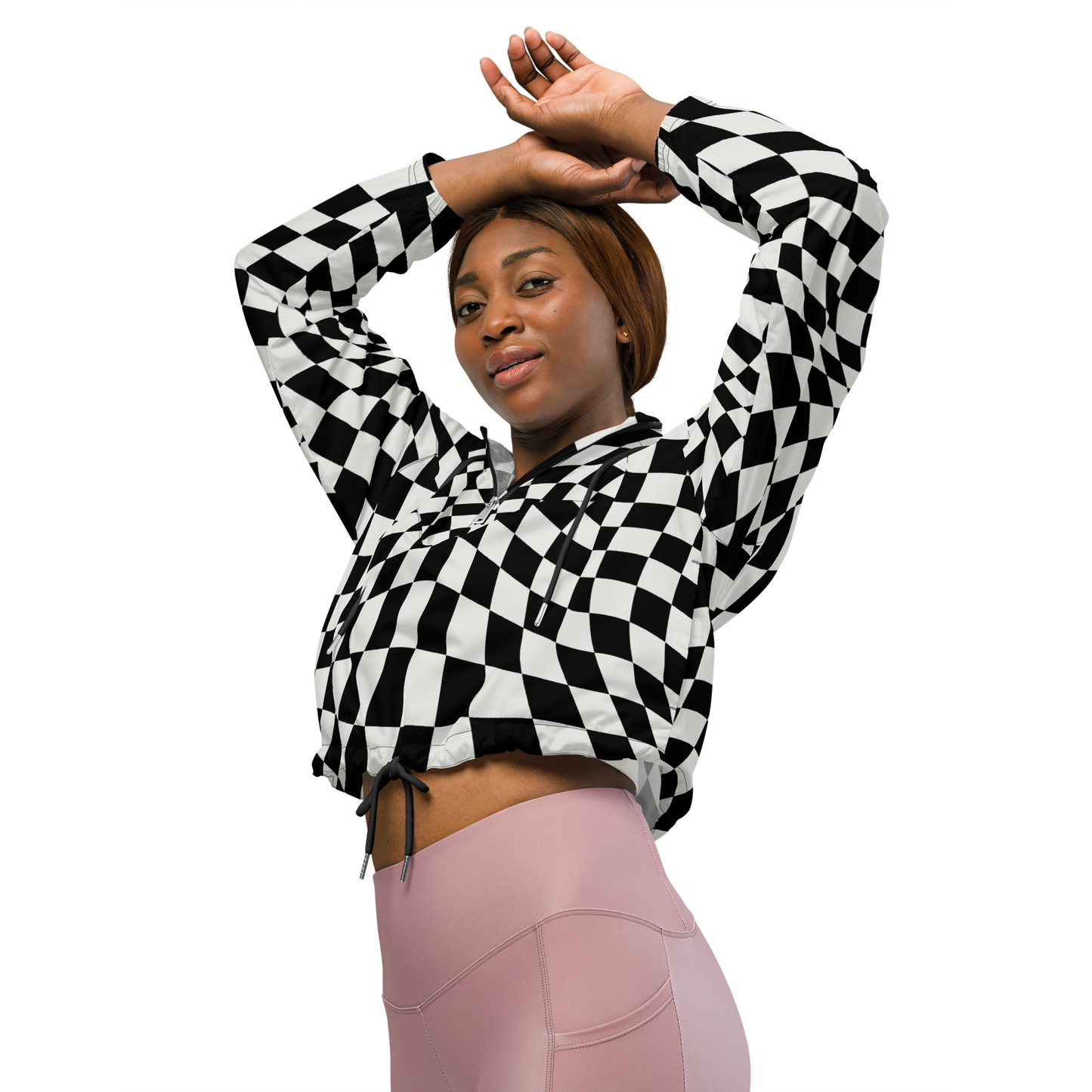 Checkered Cropped Windbreaker